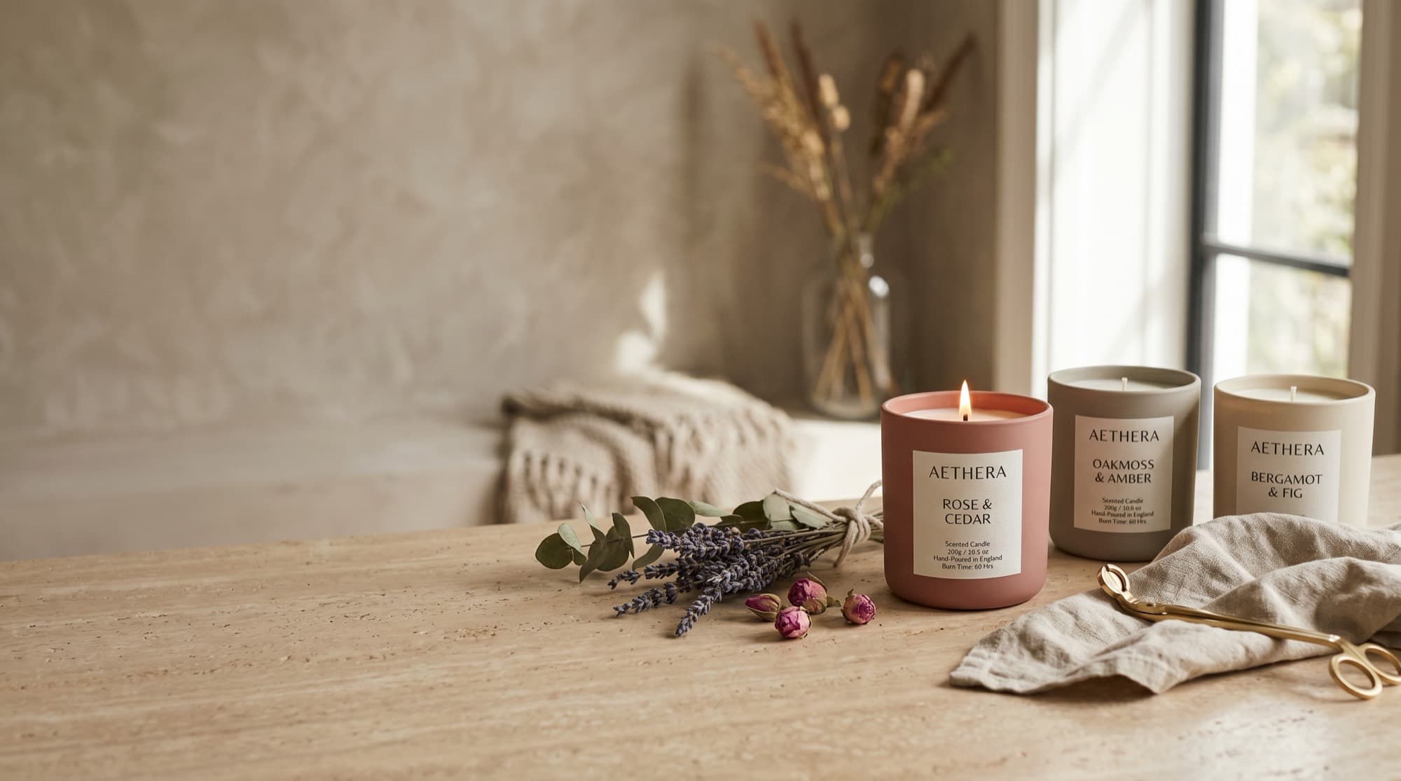 Northwind Goods candles in warm natural light